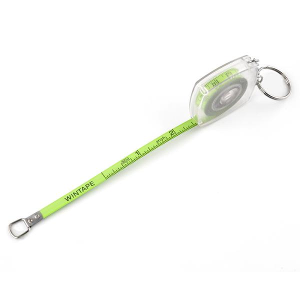 Green Metal Measuring Tape Keychain 2 Meters 80 Inches With Transparent Plastic Shell
