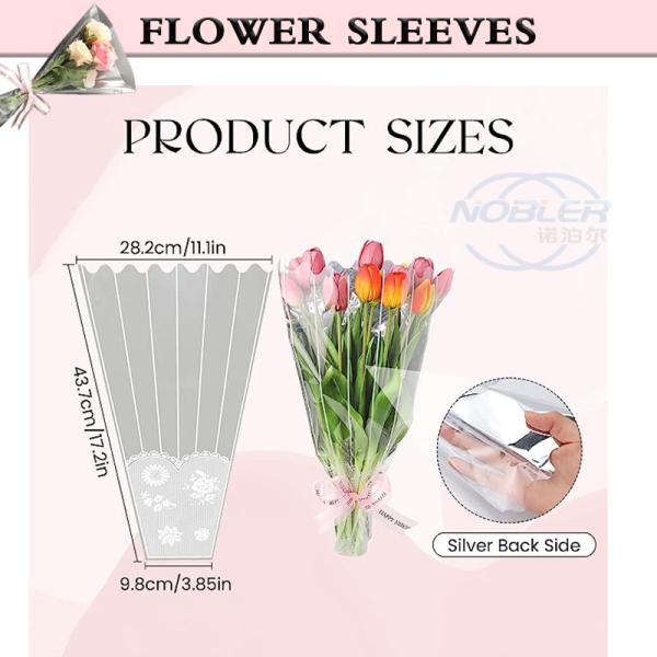 Sacos de envolvimento plásticos das luvas descartáveis do ramalhete da flor do celofane com decoração do laço