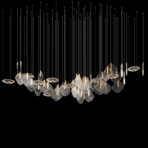 Off-Standard Custom Whole House Chandelier Glass Disc Metal Art Piece Lights