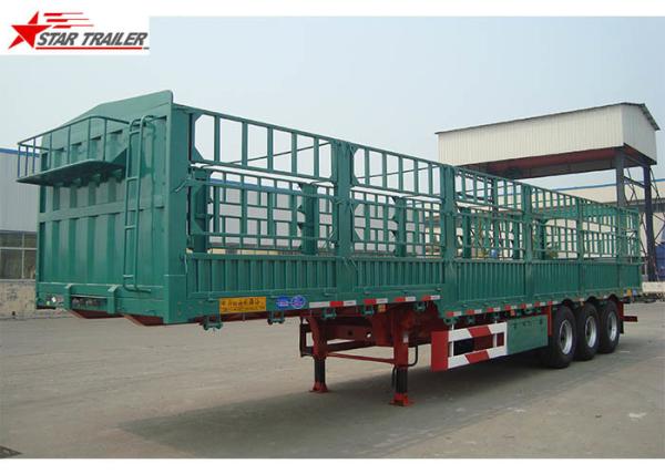 Q345 Carbon Steel Dropside Tipping Trailer , Roof Opened Drop Side Trailer
