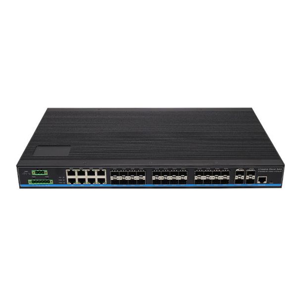 Rack Type Industrial Switch L3 Managed 4*10G SFP 8 RJ45 24 Gigabit SFP