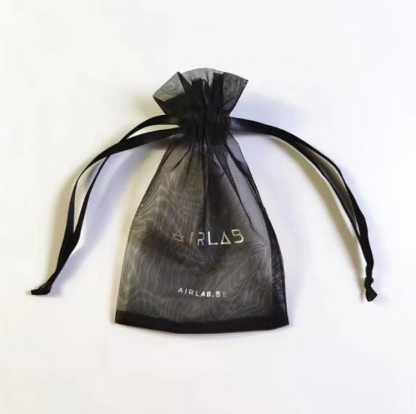 Custom Logo Printed Solid Organza Drawstring Dust Bag Mesh Gift Pouch