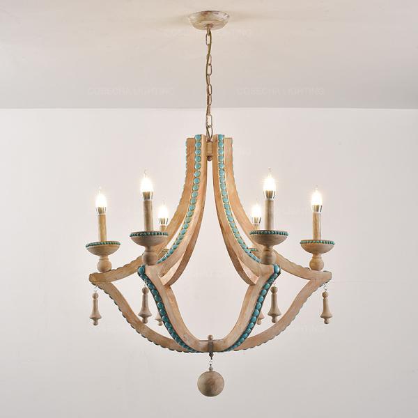 Solid wood chandeliers nordic turquoise lighting loft decor living room coolest chandelier(WH-CI-150)