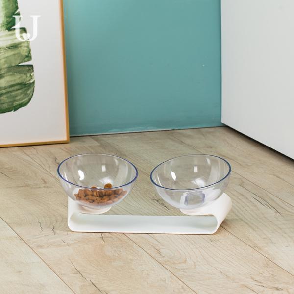 Sustainable Transparent Double Bowl Dog Feeder Tilt Elevated Cat Food Bowls