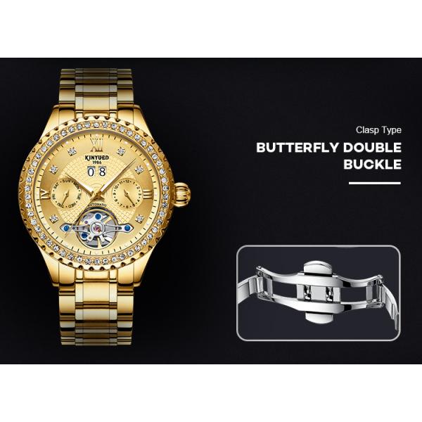 Crystal Diamond Stainless Steel Wristwatch Luxury Mechanical Watches