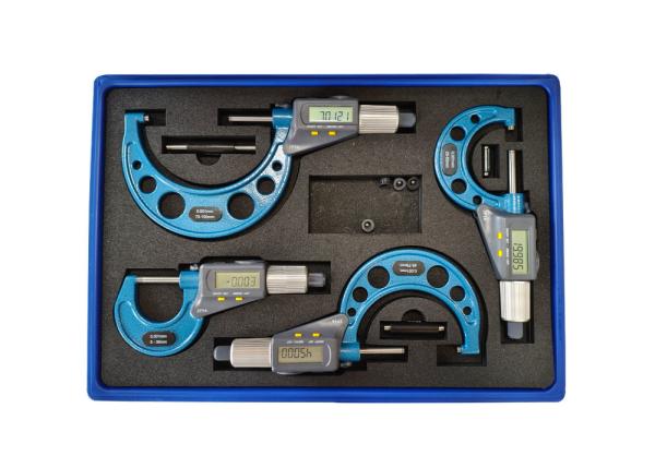 Set of 0-100mm Double Display Digital Outside Micrometer with IP54 Protection Degree