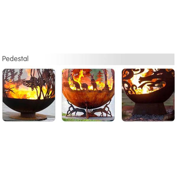 900mm Decorative Corten Globe Steel Fire Pit Handcrafted