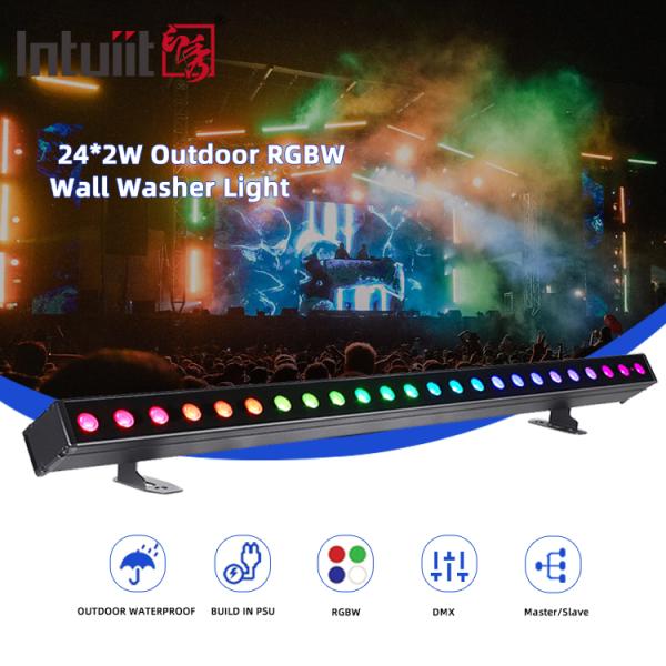 Outdoor Building Led Wall Washer Light IP65 24*2w Waterproof RGBW Wall Washer Bar DJ Led Pixel bar Stage Light Party