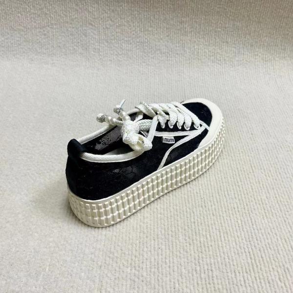 Women lace canvas shoes with thick sole and hollow breathable fisherman