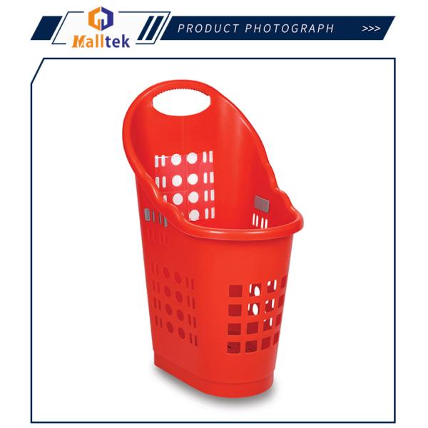 Stackable 4 2'' PU Wheels Plastic Rolling Basket For Grocery Store