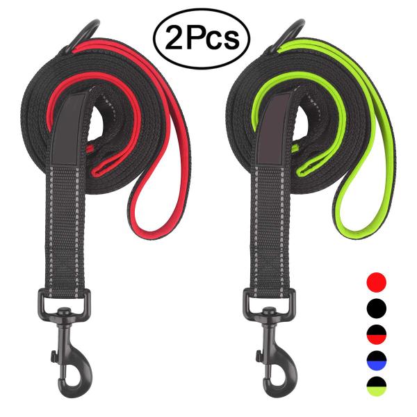 поводок собаки нейлона 3М отражательный, поводок веревочки 5фт сверхмощный с 2 проложенной ручкой