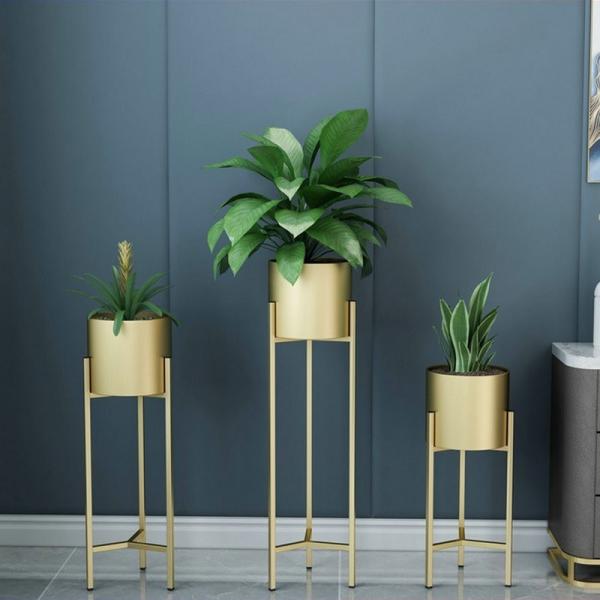Anti Corrosion Gold Single Tier H75cm Metal Flower Stand