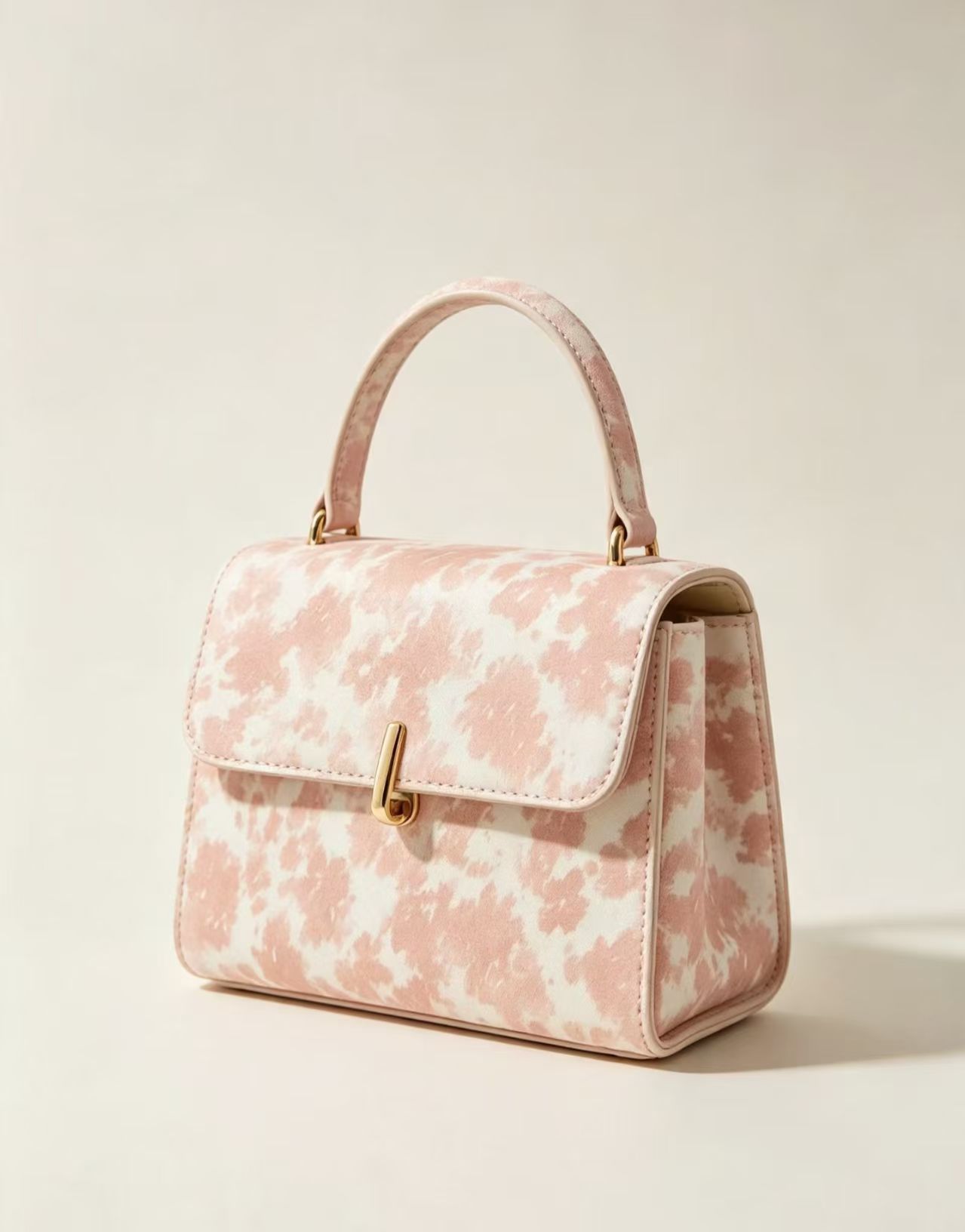 Women's Pink Floral Printed Handbag