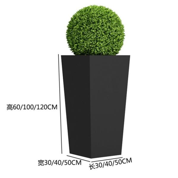 Restaurants Metal Flower Planter Square Black Metal Plant Pot