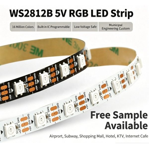 5050 Low Voltage 5V Color Changing 30/60 / 90 Light Bar Closet Ambiance Full Color Running LED Light Strip