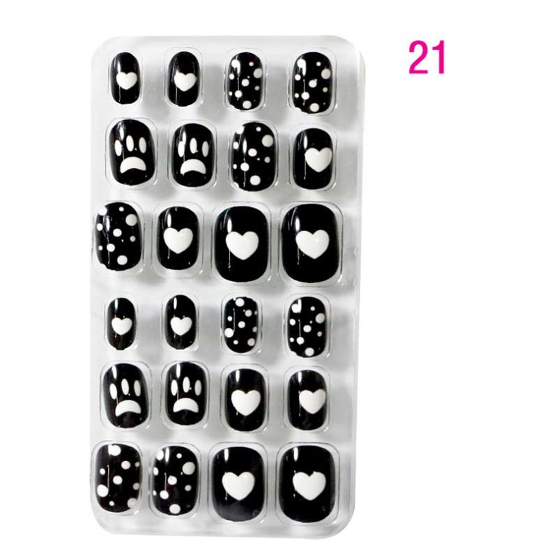 24Pcs Short Kids False Nail Gift Children Nail Art Decoration