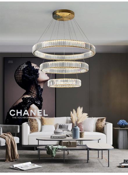 Modern Crystal Led Chandelier for Living Room Bedroom Crystal Ring Circle Chandelier(WH-CY-181)