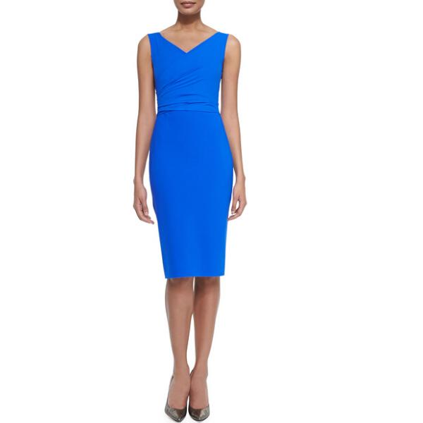 Sleeveless Draped-Bodice Cocktail Dress