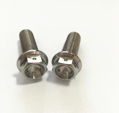 Motorcycle Parts M6 x 1.0 x 30mm Titanium Hex Head RACE Flange Drilled Bolts with Lock Safety Wire