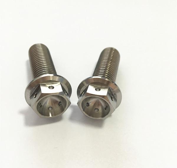 Motorcycle Parts M6 x 1.0 x 30mm Titanium Hex Head RACE Flange Drilled Bolts with Lock Safety Wire
