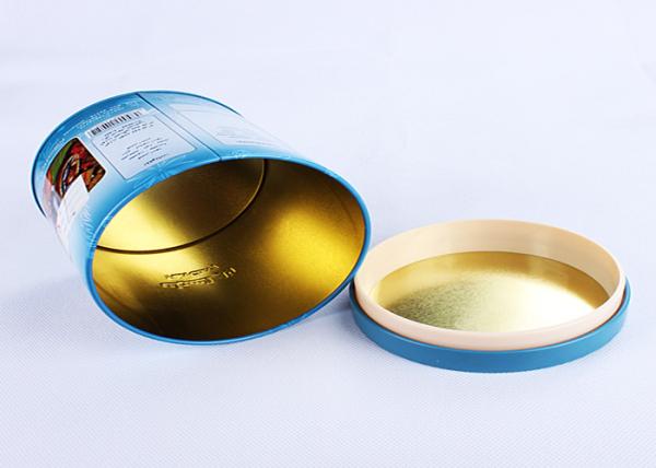 Cylinder Round Full Color Printed Metal Tin Container Box For Coffee Packaging