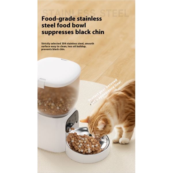 New Arrival 4L Smart Automatic Shooting Pet Feeder Modern Style PP Material Dog Cat Bowl Feeder Eco-Friendly Charging Capability
