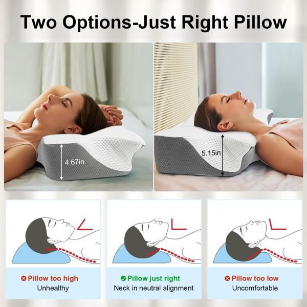 Bed Sleeping Memory Foam Neck Pillow for Side and Stomach Sleepers Ergonomic Design