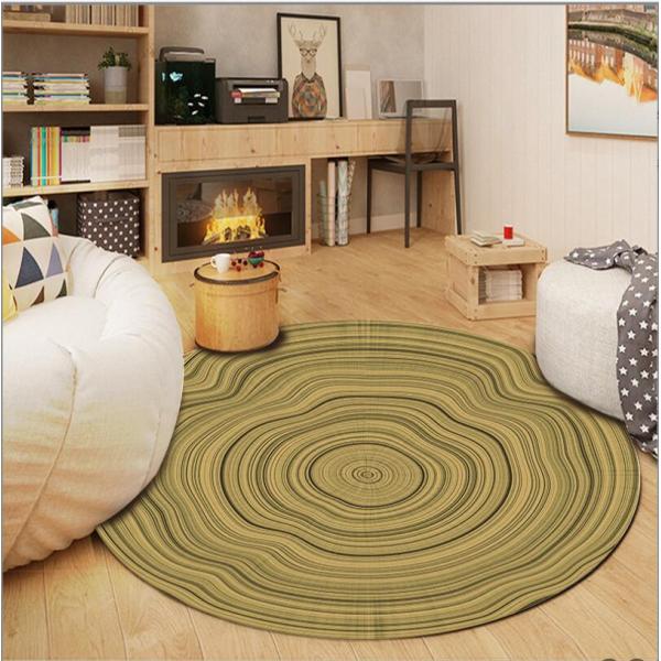 Vintage Imitation Wood Round Animal Pattern Carpet Living Room / Hotel Carpet