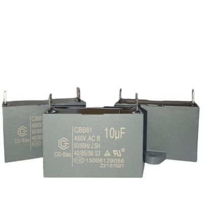 CBB61 450V 10mfd condensador de ventilador industrial dois terminais de conexão rápida classe B preto S3