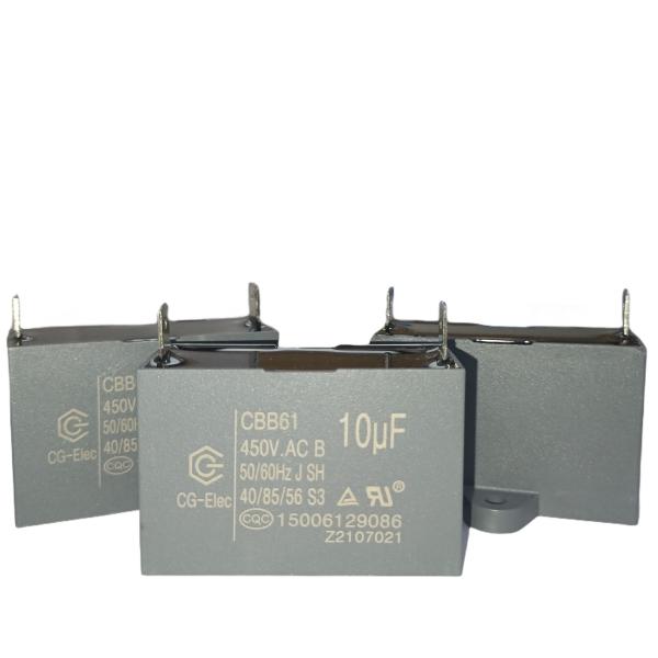 CBB61 450V 10mfd condensador de ventilador industrial dois terminais de conexão rápida classe B preto S3