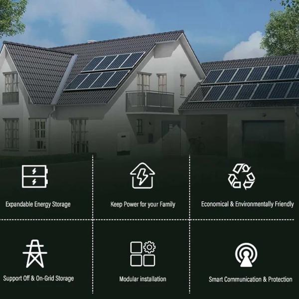 51.2V 50Ah 2.56kWh Home Lithium Battery Pack Stacked For Solar System