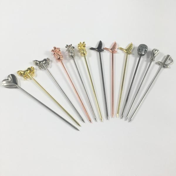 304 Stainless Steel Cocktail Pins Swizzle Stick for Reusable Small Paddles Custom Pins