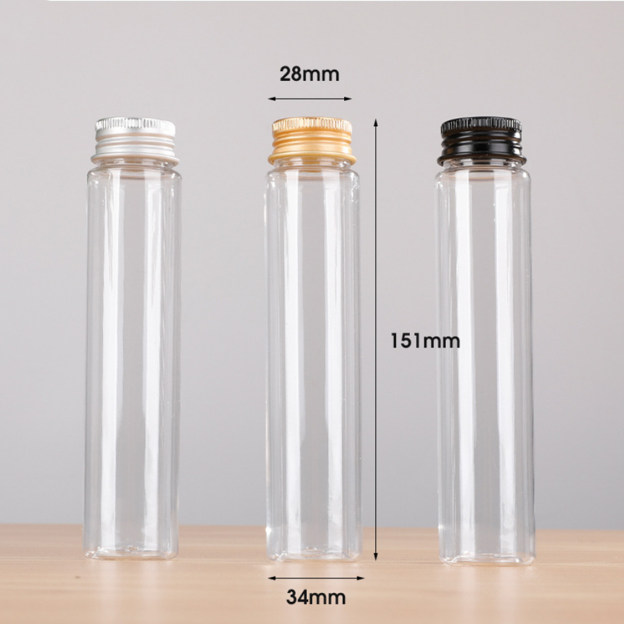 110ml Plastic Flat Bottom Test Tube Bottle Data Cable Line Tube With Screw Aluminum Gold Silver Black Cap Lid