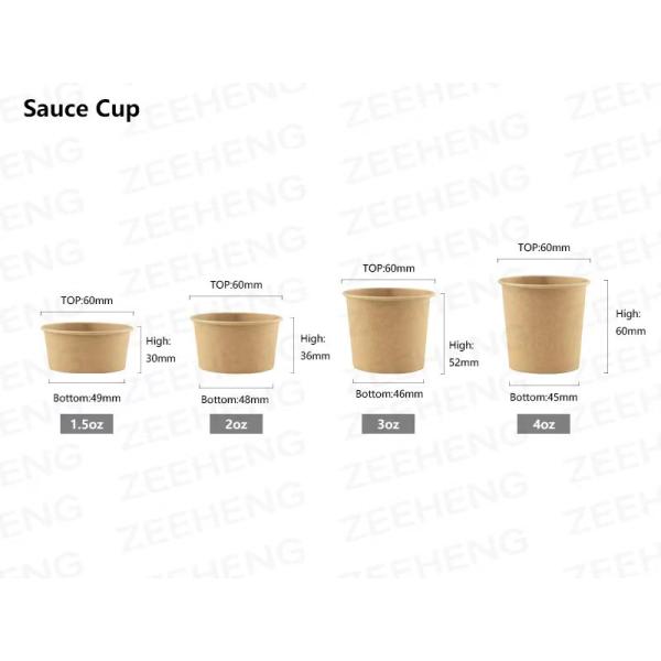 2oz Eco Friendly Biodegradable Kraft Sauce Cups With Lids