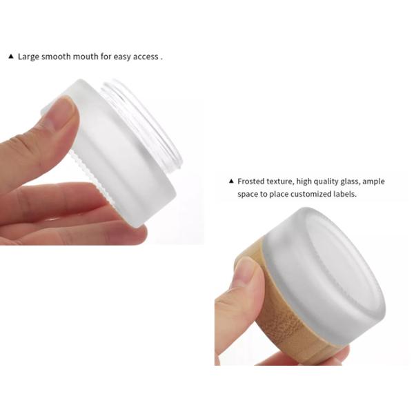 Luxury Cream Frosted Glass Cosmetic Jar 15g With Wooden Lids 42cm Wide
