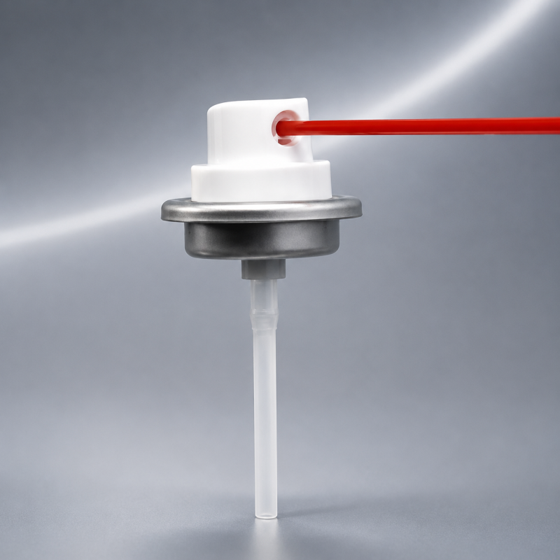 Precision Metal Aerosol Valve with Four Hole High-pressure Stream for Carburetor Cleaning in One Inch Size