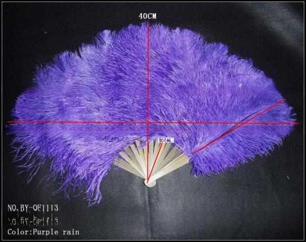 50-55 Cm Party Decoration Ostrich Feather Hand Fan White Purple Hot Item Dyed