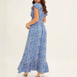 Sweet Style Floral Casual Dress Ruffle Sleeve Custom For Ladies