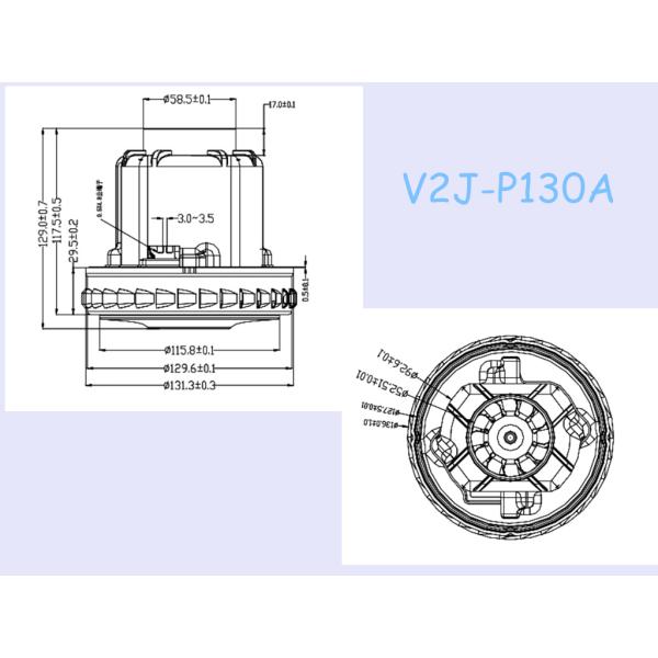 V2J 420m3/ Min 1200 Watt Wet Dry Vacuum Cleaner Motors