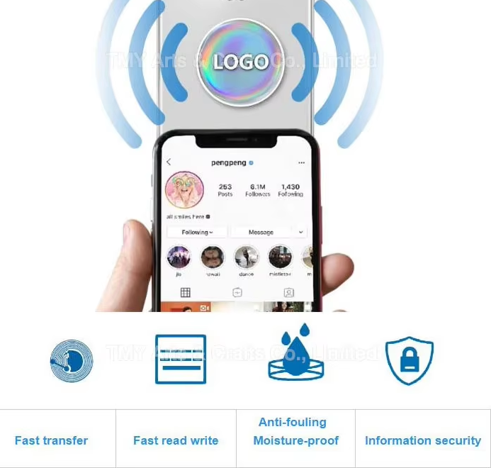 Custom Rfid Nfc Epoxy Smart Tag Sticker Print Waterproof Rewritable Chip 213 215 216 Google Review Plate With Logo
