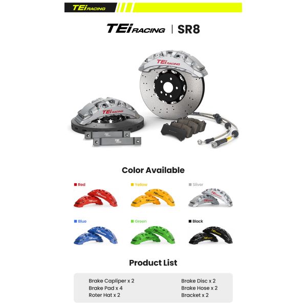 TEI SR8 8 Piston Split Forged Caliper  Carbon Ceramic Disc Big Brake Kit for Ford Explorer ST 2020 2021 2022