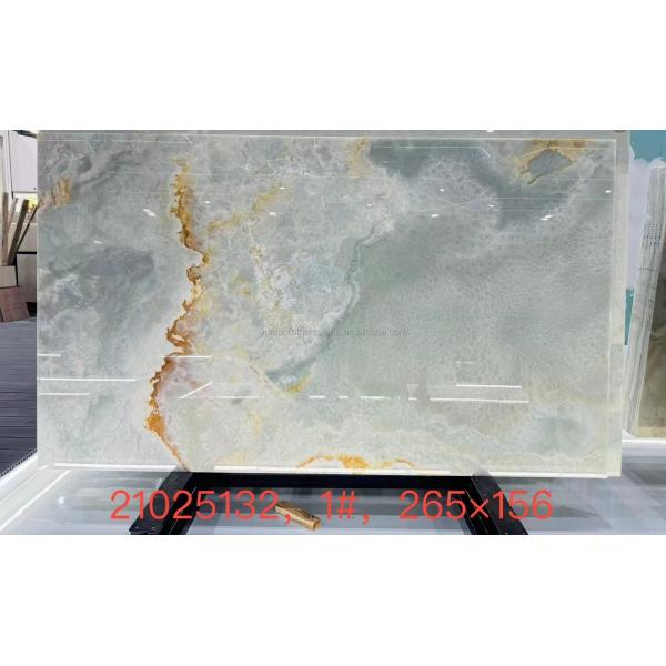Gold and Blue Onyx Marble Stone for Hotel Floor Luxury Natural Stone Jade Slab Design