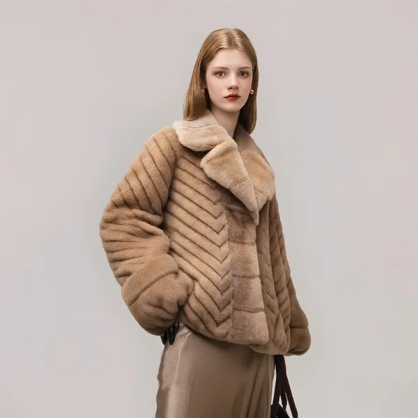 Euro-American Eco Fur Crop Business Casual Style coat