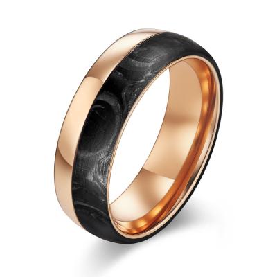 Newly Developed Rose Gold Plated Ring Forged Carbon Fiber Jewelry Main Material Plated Gold and Rose Gold Wedding Bands for Men