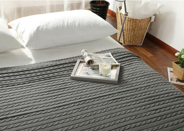 Home Cotton Soft Throw Blanket , Quilted Twist Pattern Knit Throw Blanket