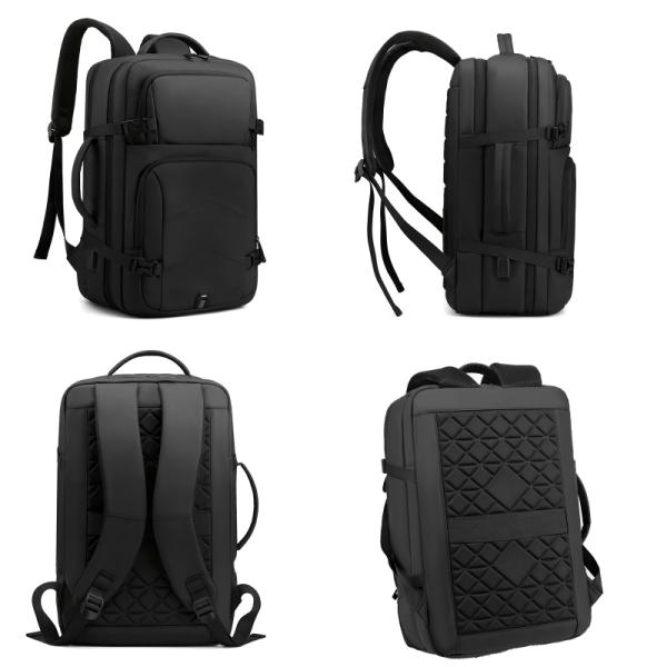 Mochila para portátil GPS de 20-39 litros, azul y negro a la moda, antirrobo, impermeable y ligera, con logotipo personalizable para viajes de negocios