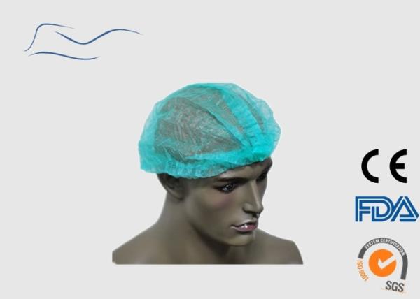 Green Pleated Bouffant Caps , Food Services Industry Use Hair Protector Cap
