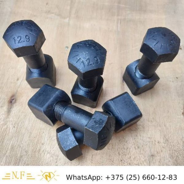 NF Conical Bulldozer Plough Bolt With Nut Point Fixing M12x55mm 10.9/12.9 Grade