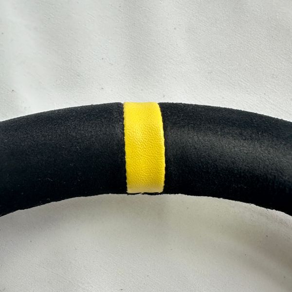 DELUXON 350mm Diameter Racing Steering Wheel With 35mm Dish , Black Suede , 5 MM 6061 Aluminum Alloy Black Spoke