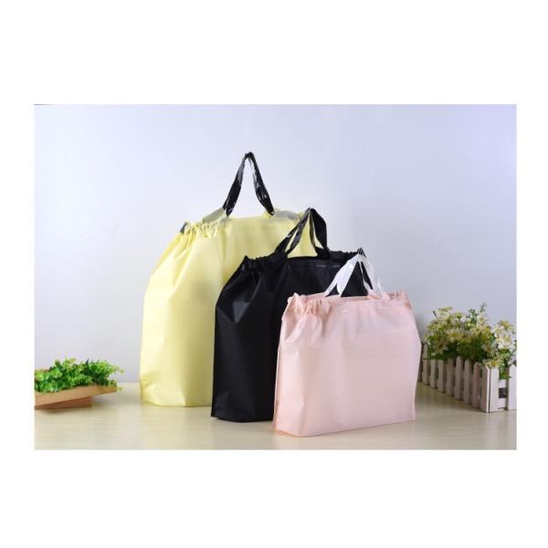 Promotion hanging waterproof drawstring compostable Beam Mouth PE Plastic Clothes Drawstring Shopping Bags